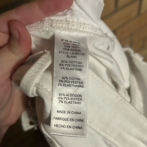 Frame Le Skinny De Jeanne Raw Hem Women’s Ankle Slit Skinny Jeans White Size 24 - Picture 9 of 9